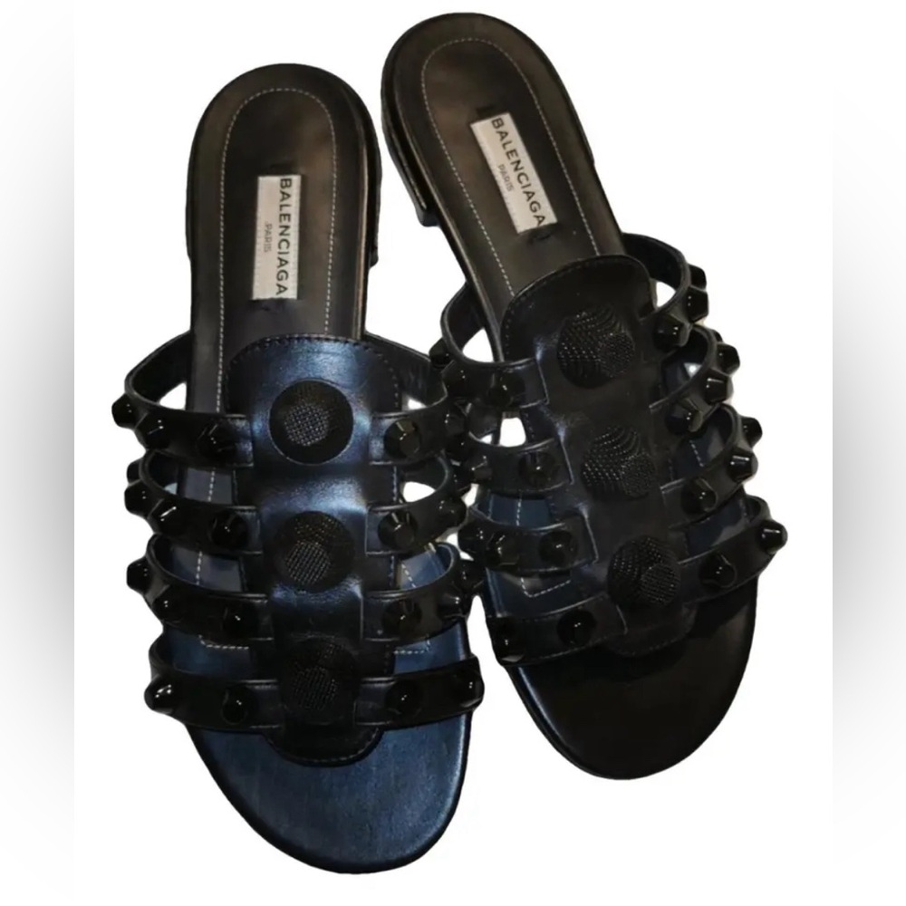 Balenciaga Studded Arena Sandal- Black on Black size 36